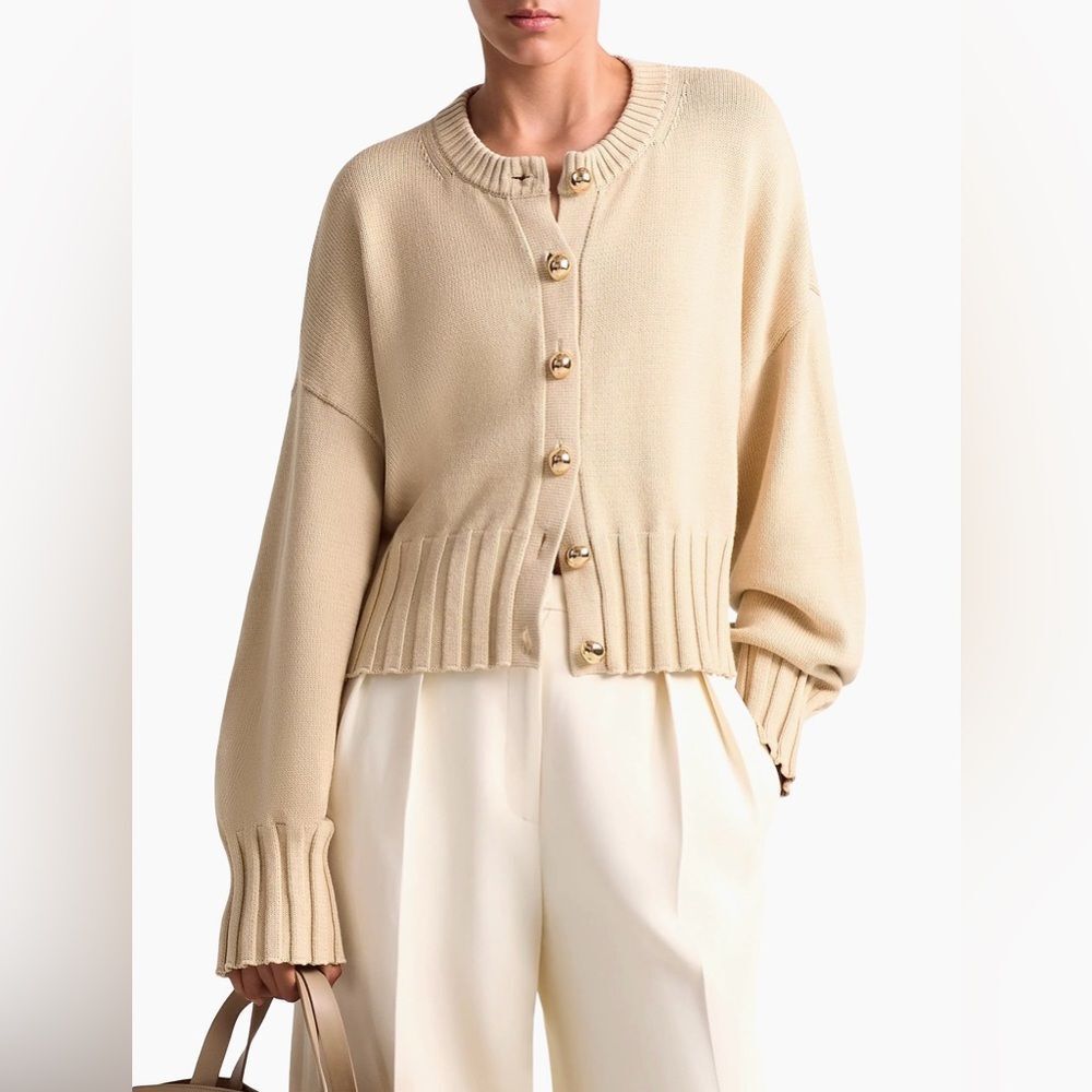 Altuzarra Natural Cotton And Silk-Blend Cardigan size L